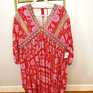 Free People NWT High-low puff sleeve tie back dress or top